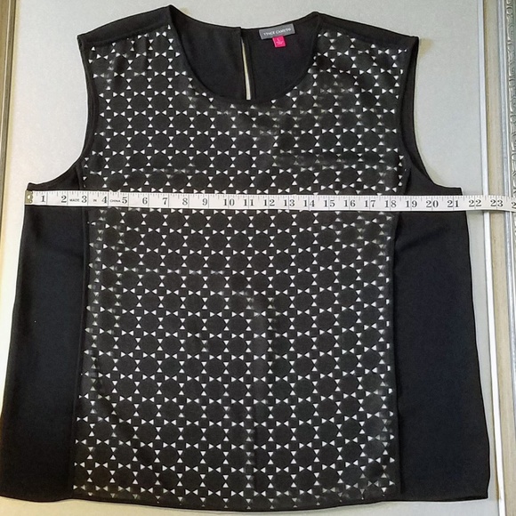 Vince Camuto Sleeveless Shell Top Black Eyelet L - Picture 6 of 6